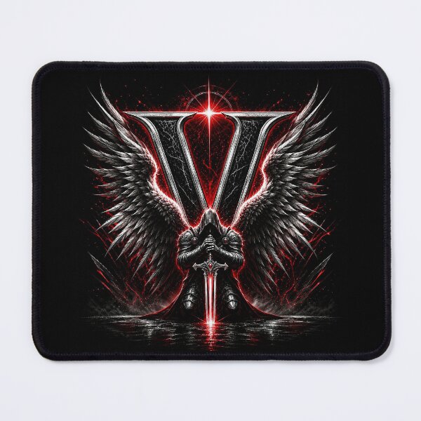 Item preview, Crimson Oath Sentinel Letter V designed and sold by BlissBlvdShop.