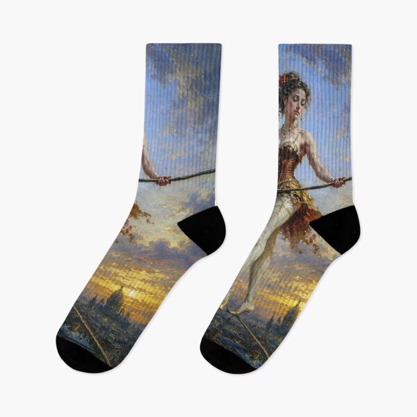 Item preview, A painting of a tightrope walker. designed and sold by GalleryKauffeld.