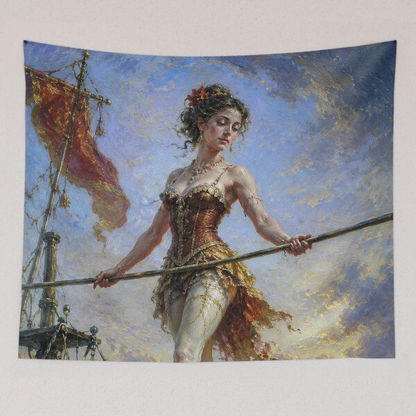 Item preview, A painting of a tightrope walker. designed and sold by GalleryKauffeld.