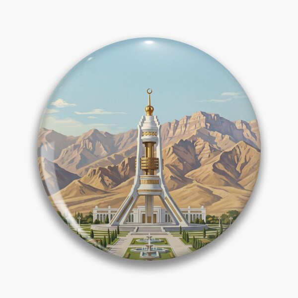 Item preview, Ashgabat Turkmenistan Vintage Travel Poster – Independence Monument & Kopet Dag Art designed and sold by Bomax121.