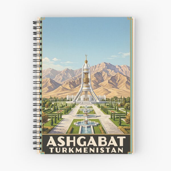 Item preview, Ashgabat Turkmenistan Vintage Travel Poster – Independence Monument & Kopet Dag Art designed and sold by Bomax121.