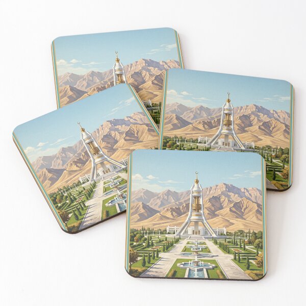 Item preview, Ashgabat Turkmenistan Vintage Travel Poster – Independence Monument & Kopet Dag Art designed and sold by Bomax121.