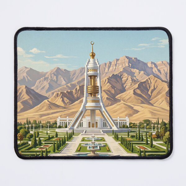 Item preview, Ashgabat Turkmenistan Vintage Travel Poster – Independence Monument & Kopet Dag Art designed and sold by Bomax121.