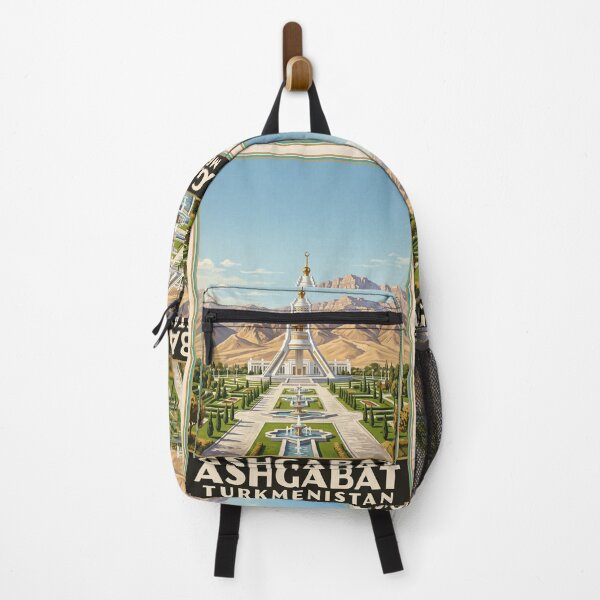 Item preview, Ashgabat Turkmenistan Vintage Travel Poster – Independence Monument & Kopet Dag Art designed and sold by Bomax121.