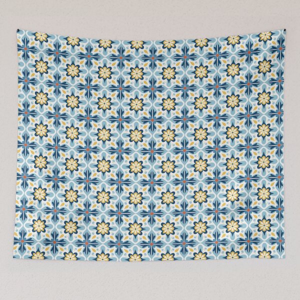 Item preview, Sky Blue Cross Blossom Seamless Tile Pattern designed and sold by DigitaICraft.