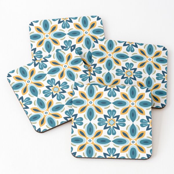 Item preview, Teal & Orange Starburst Medallion Seamless Tile Pattern designed and sold by DigitaICraft.