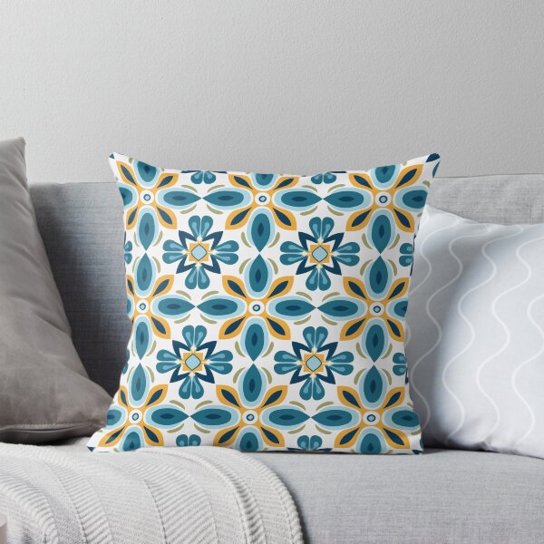 Item preview, Teal & Orange Starburst Medallion Seamless Tile Pattern designed and sold by DigitaICraft.