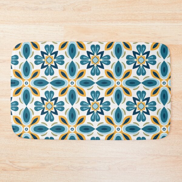 Item preview, Teal & Orange Starburst Medallion Seamless Tile Pattern designed and sold by DigitaICraft.