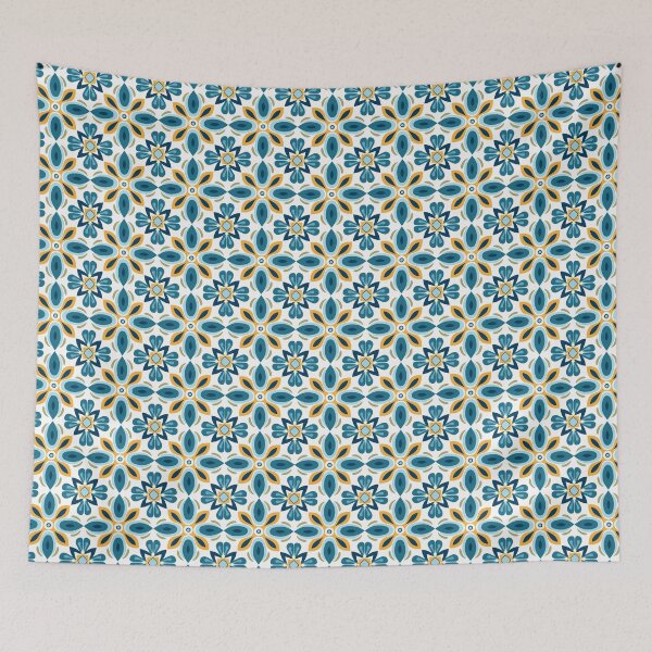 Item preview, Teal & Orange Starburst Medallion Seamless Tile Pattern designed and sold by DigitaICraft.