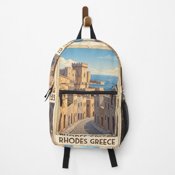 Item preview, Rhodes Greece Vintage Travel Poster – Medieval Old Town & Aegean Sea Art designed and sold by Bomax121.