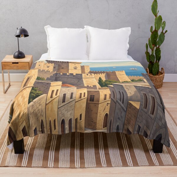 Item preview, Rhodes Greece Vintage Travel Poster – Medieval Old Town & Aegean Sea Art designed and sold by Bomax121.