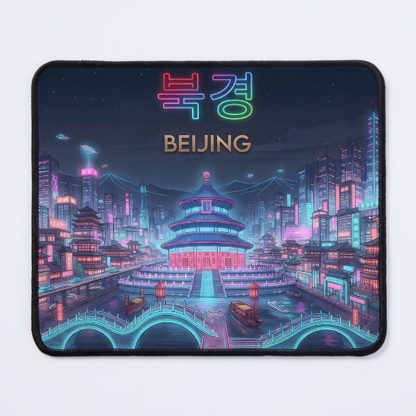 Item preview, Neo Beijing Cyberpunk Cityscape - Futuristic Ancient Imperial Architecture & Glowing Canal Night View designed and sold by SOOstudio73.