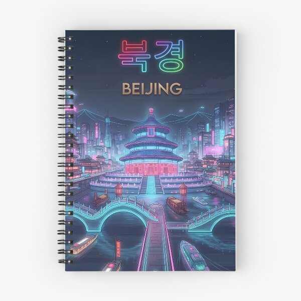Item preview, Neo Beijing Cyberpunk Cityscape - Futuristic Ancient Imperial Architecture & Glowing Canal Night View designed and sold by SOOstudio73.