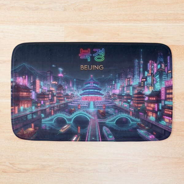 Item preview, Neo Beijing Cyberpunk Cityscape - Futuristic Ancient Imperial Architecture & Glowing Canal Night View designed and sold by SOOstudio73.