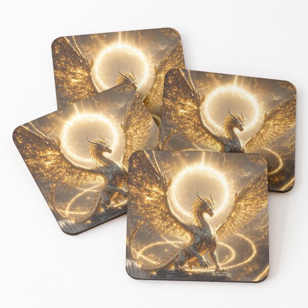 Item preview, Golden Celestial Dragon – Divine Light Dragon Fantasy Artwork designed and sold by DrakariArt.