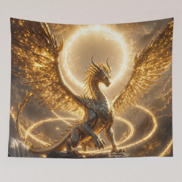 Item preview, Golden Celestial Dragon – Divine Light Dragon Fantasy Artwork designed and sold by DrakariArt.