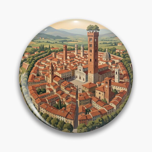 Item preview, Lucca Italy Vintage Travel Poster – Guinigi Tower & Renaissance Walls Art designed and sold by Bomax121.