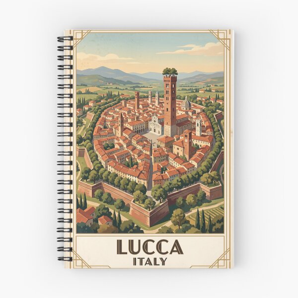 Item preview, Lucca Italy Vintage Travel Poster – Guinigi Tower & Renaissance Walls Art designed and sold by Bomax121.