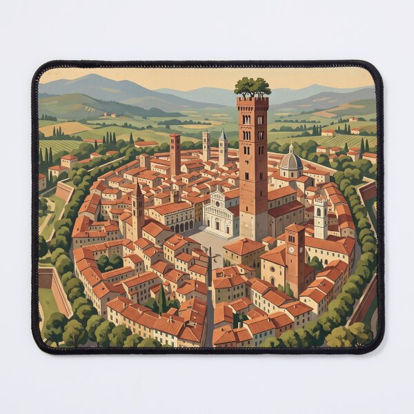 Item preview, Lucca Italy Vintage Travel Poster – Guinigi Tower & Renaissance Walls Art designed and sold by Bomax121.