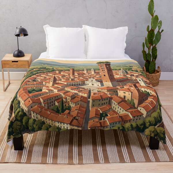 Item preview, Lucca Italy Vintage Travel Poster – Guinigi Tower & Renaissance Walls Art designed and sold by Bomax121.