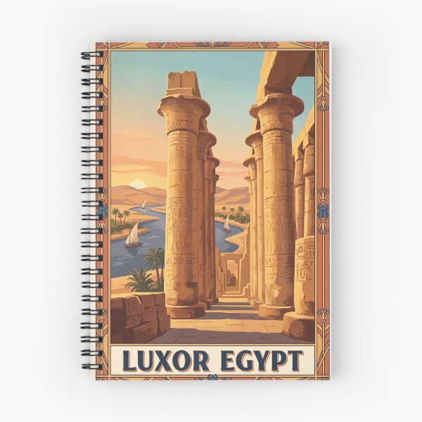 Item preview, Luxor Egypt Vintage Travel Poster – Karnak Temple Columns & Nile River Art designed and sold by Bomax121.
