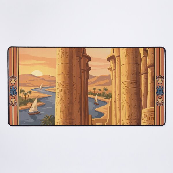 Item preview, Luxor Egypt Vintage Travel Poster – Karnak Temple Columns & Nile River Art designed and sold by Bomax121.