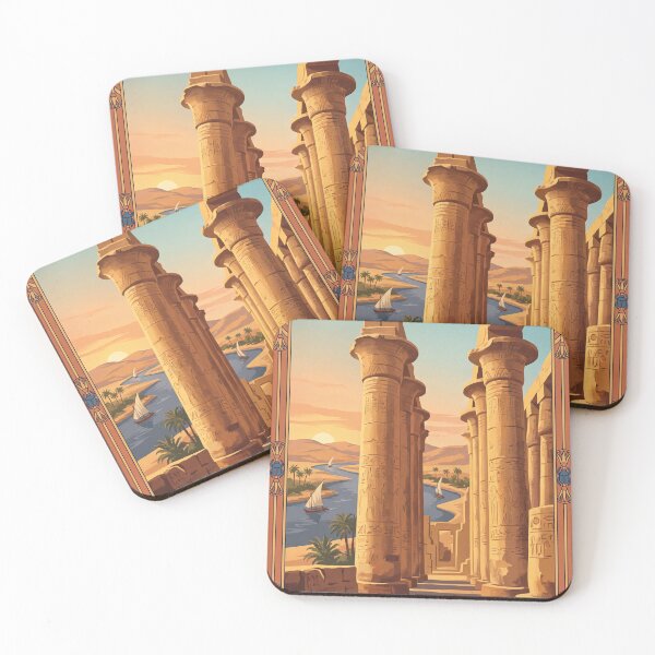 Item preview, Luxor Egypt Vintage Travel Poster – Karnak Temple Columns & Nile River Art designed and sold by Bomax121.