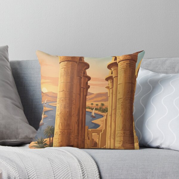Item preview, Luxor Egypt Vintage Travel Poster – Karnak Temple Columns & Nile River Art designed and sold by Bomax121.