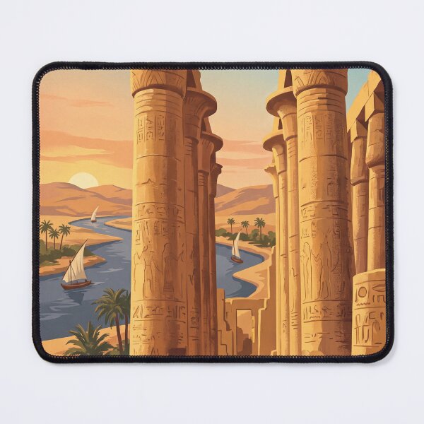 Item preview, Luxor Egypt Vintage Travel Poster – Karnak Temple Columns & Nile River Art designed and sold by Bomax121.