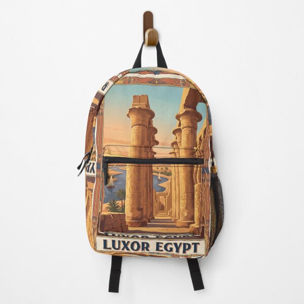 Item preview, Luxor Egypt Vintage Travel Poster – Karnak Temple Columns & Nile River Art designed and sold by Bomax121.
