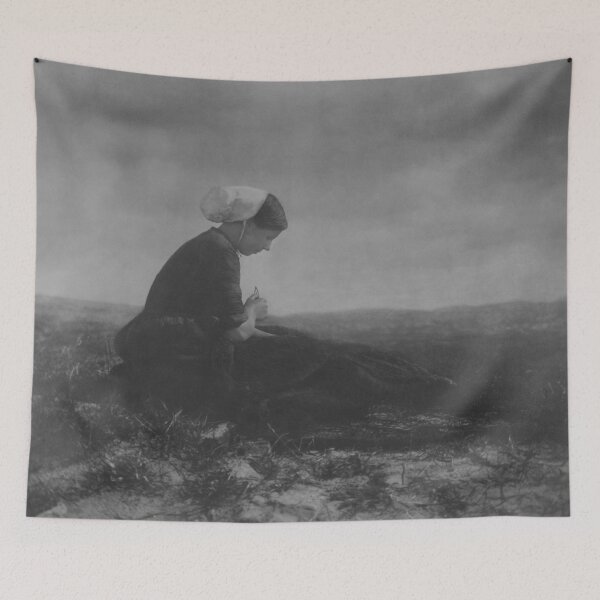 Item preview, Extremely rare Mending Nets, 1894 vintage fine art black and white photograph portrait by  Alfred Stieglitz designed and sold by Astrid Arkhangelsky.