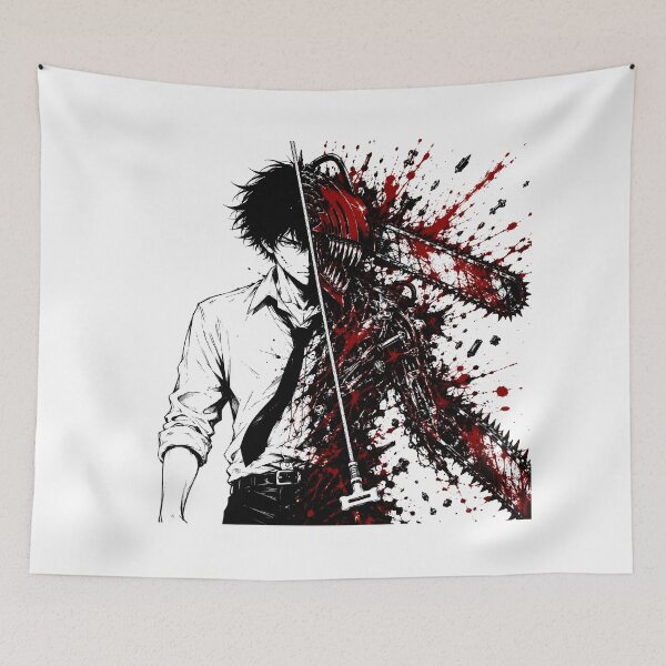 Item preview, Chainsaw Warrior Transformation Red Black Ink Art designed and sold by MouradStudio.