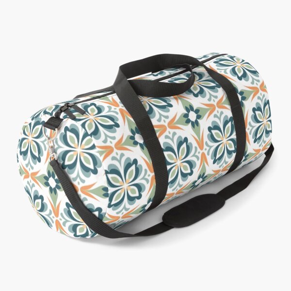 Item preview, Teal & Orange Majolica Bloom Seamless Tile Pattern designed and sold by DigitaICraft.