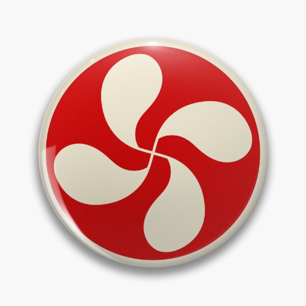 Item preview, Basque cross lauburu cream on a red background designed and sold by Provinces de France.