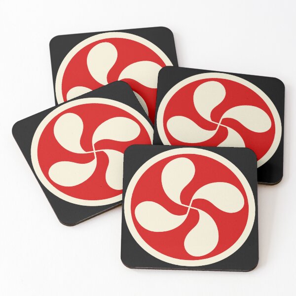 Item preview, Basque cross lauburu cream on a red background designed and sold by Provinces de France.