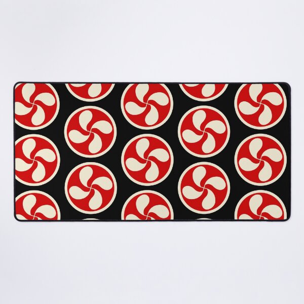 Item preview, Basque cross lauburu cream on a red background designed and sold by Provinces de France.
