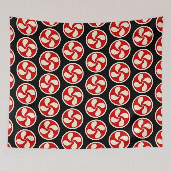 Item preview, Basque cross lauburu cream on a red background designed and sold by Provinces de France.