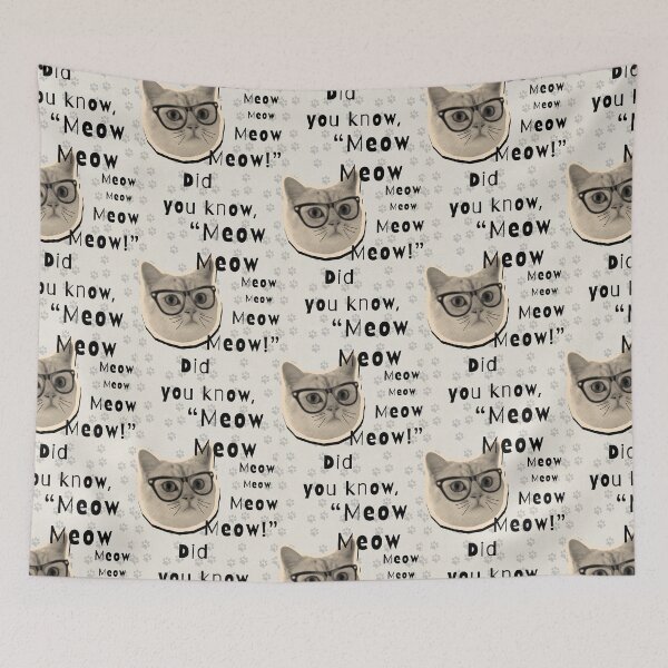 Item preview, Did You Know Meow Meow Funny Smart Cat With Glasses Art designed and sold by Artemis & Woven Collective.
