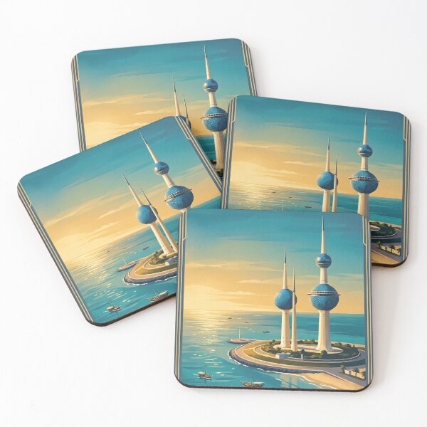 Item preview, Kuwait City Kuwait Vintage Travel Poster – Kuwait Towers & Arabian Gulf Art designed and sold by Bomax121.