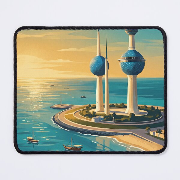 Item preview, Kuwait City Kuwait Vintage Travel Poster – Kuwait Towers & Arabian Gulf Art designed and sold by Bomax121.
