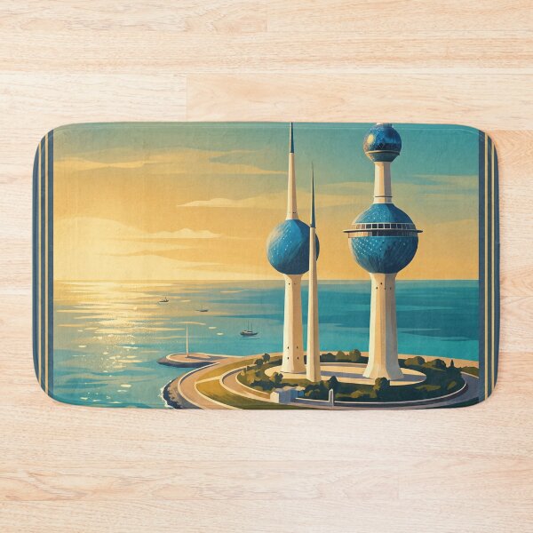 Item preview, Kuwait City Kuwait Vintage Travel Poster – Kuwait Towers & Arabian Gulf Art designed and sold by Bomax121.