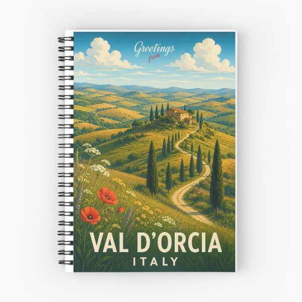 Item preview, Val d'Orcia Italy Vintage Travel Poster designed and sold by Earth Celebration Designs.