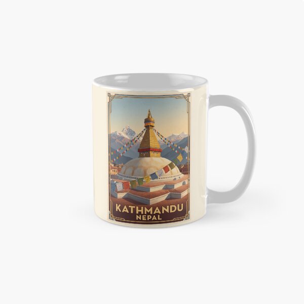 Item preview, Kathmandu Nepal Vintage Travel Poster – Boudhanath Stupa & Himalayan Art designed and sold by Bomax121.