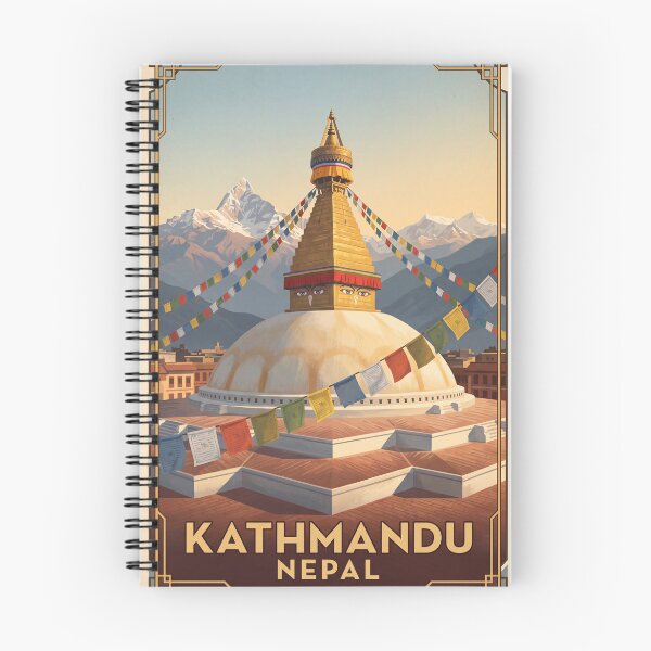 Item preview, Kathmandu Nepal Vintage Travel Poster – Boudhanath Stupa & Himalayan Art designed and sold by Bomax121.