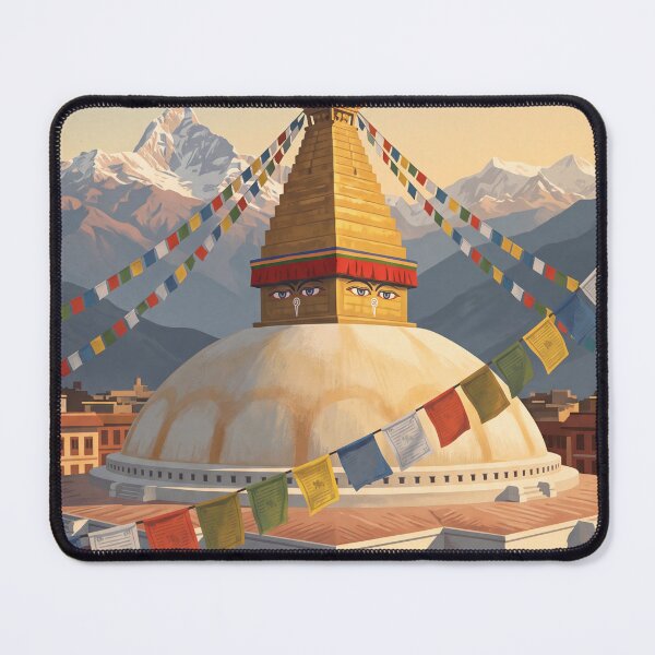 Item preview, Kathmandu Nepal Vintage Travel Poster – Boudhanath Stupa & Himalayan Art designed and sold by Bomax121.