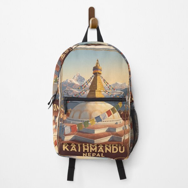 Item preview, Kathmandu Nepal Vintage Travel Poster – Boudhanath Stupa & Himalayan Art designed and sold by Bomax121.