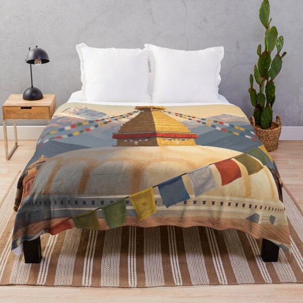 Item preview, Kathmandu Nepal Vintage Travel Poster – Boudhanath Stupa & Himalayan Art designed and sold by Bomax121.