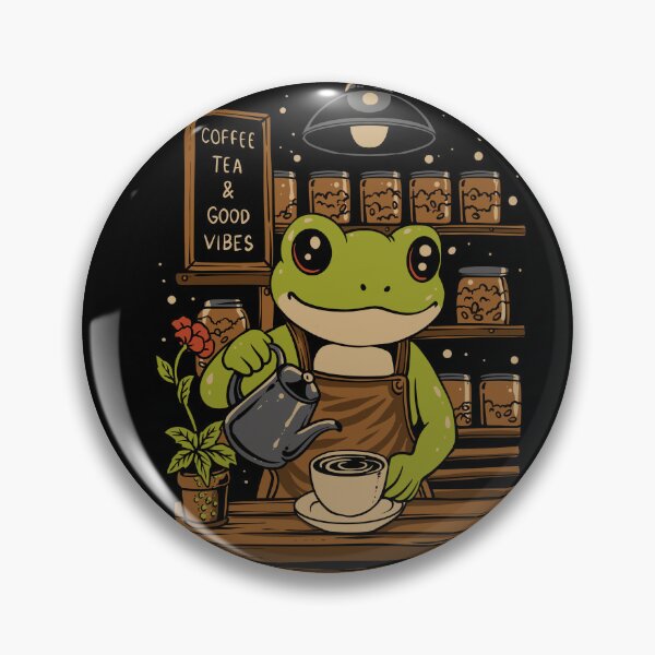 Item preview, Cute Frog Barista Coffee Shop Illustration designed and sold by phsycartwork.