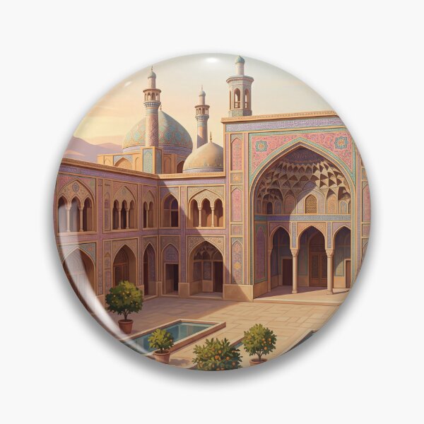 Item preview, Shiraz Iran Vintage Travel Poster – Pink Mosque & Persian Courtyard Art designed and sold by Bomax121.
