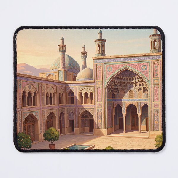 Item preview, Shiraz Iran Vintage Travel Poster – Pink Mosque & Persian Courtyard Art designed and sold by Bomax121.